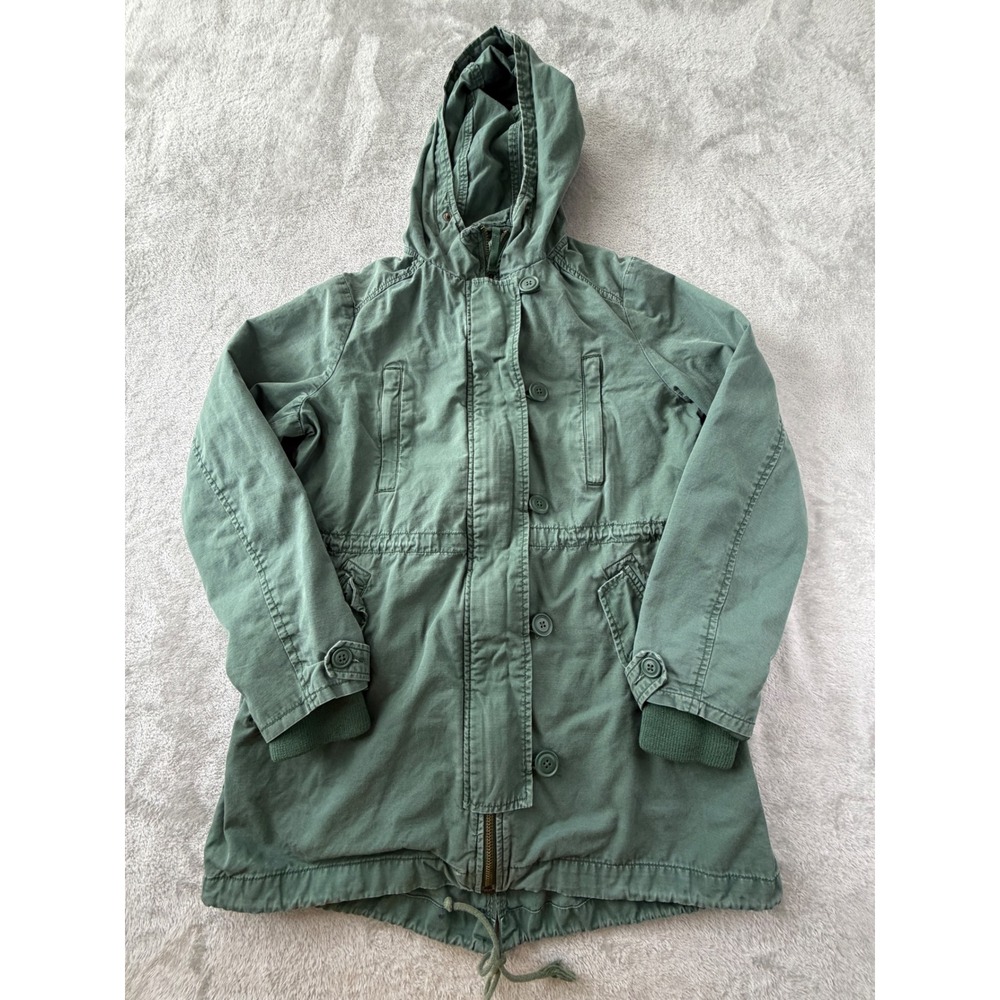 Gap 2-in-1 Cotton Parka Women Medium Green Cucumber Peel Hooded Jacket